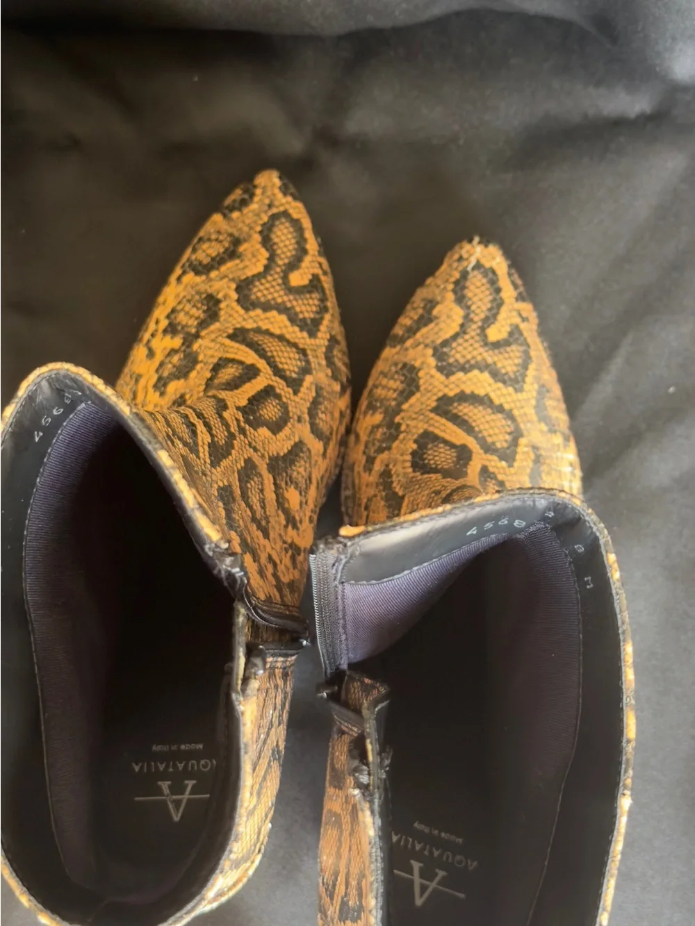 Aquatalia Florita Python Embossed Weatherproof Leather Booties Sz 7 US / 37 EU
